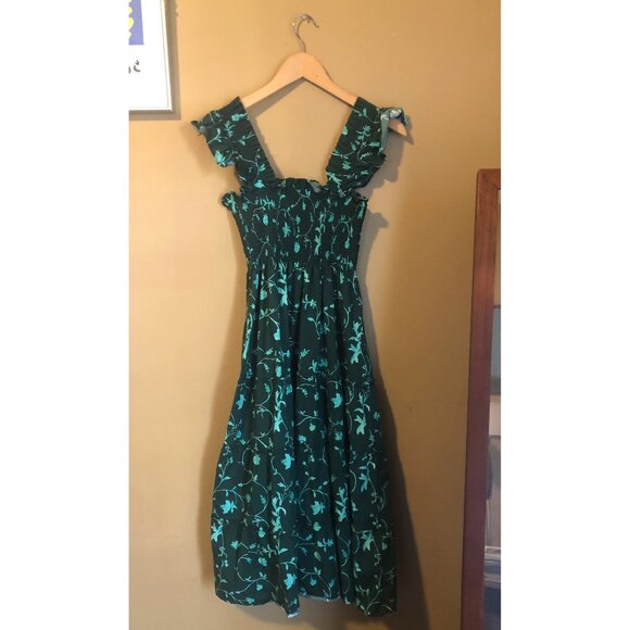 Hill House Home emerald green botanical vine print Ellie nap midi dress - Picture 8 of 9